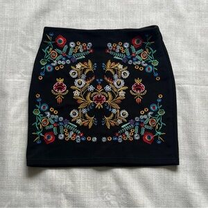 Embroidered Black Skirt